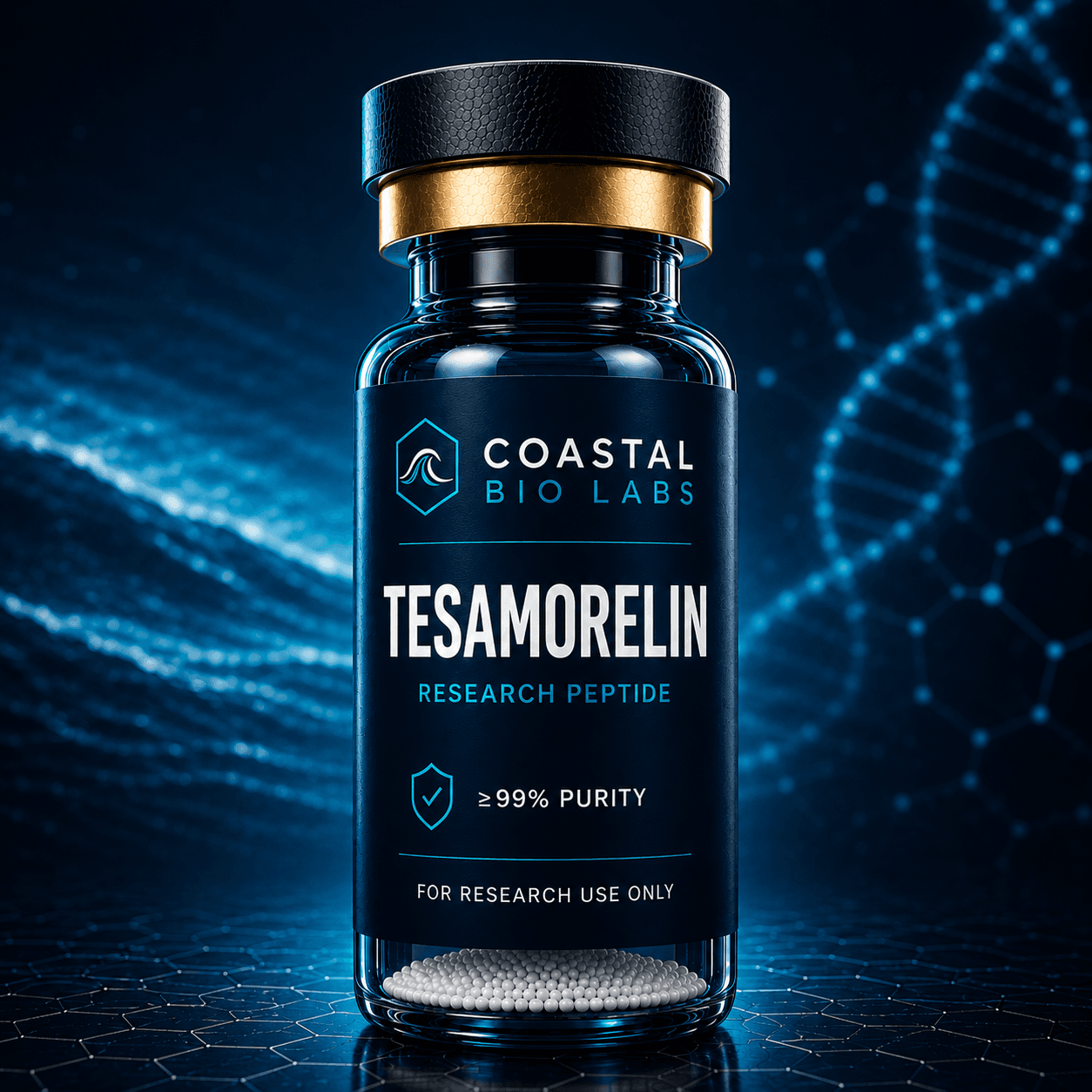 Tesamorelin research peptide vial